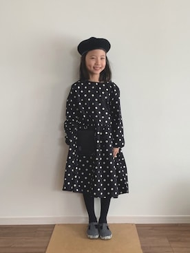「CIAOPANIC TYPY（チャオパニックティピー）のアイテム（ハンチング/ベレー帽）」を使った、バニージョイ☆さん（キッズ・133cm）の冬コーディネート