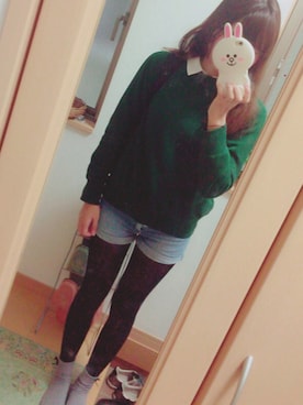「タイツ×靴下」｜「アイテム（ソックス/靴下）」を使った、emonさん（レディース・160cm）の秋コーディネート