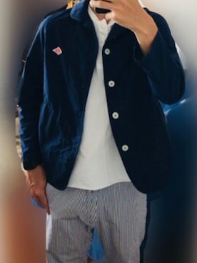 「ブルー x ホワイト」｜「アイテム（ブルゾン）」を使った、Yamaさん（メンズ・175cm）の夏コーディネート