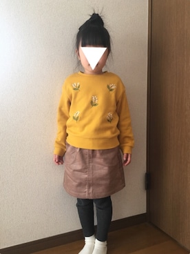 「アイテム（スカート）」を使った、hinaさん（キッズ・110cm）の冬コーディネート