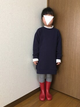 「アイテム（レインシューズ）」を使った、hinaさん（キッズ・110cm）の冬コーディネート