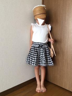 「スカラップ」｜「アイテム（キャップ）」を使った、hinaさん（キッズ・100cm）の夏コーディネート