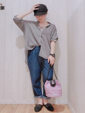 「DRESKIP（ドレスキップ）のアイテム（キャスケット）」を使った、Maaaaachanさん（レディース・164cm）の春コーディネート