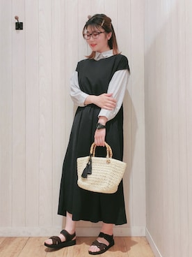 「SHOO・LA・RUE（シューラルー）の◆【S-3L】フレンチリネン前開きシャツ（シャツ/ブラウス）」を使った、愛さん（レディース・164cm）の春コーディネート
