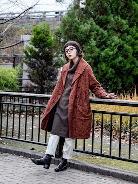 「no brand（ノーブランド）のアイテム（その他アウター）」を使った、仲西さほみさん（レディース・156cm）の冬コーディネート