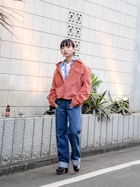「no brand（ノーブランド）のアイテム（その他アウター）」を使った、仲西さほみさん（レディース・156cm）の春コーディネート
