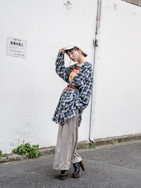 「yotsuba（ヨツバ）のアイテム」を使った、仲西さほみさん（レディース・156cm）の春コーディネート