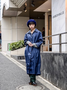 「no brand（ノーブランド）のアイテム（ステンカラーコート）」を使った、仲西さほみさん（レディース・156cm）の春コーディネート