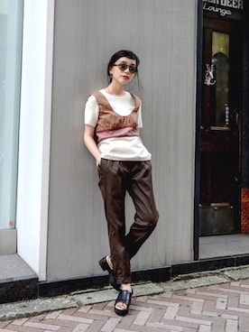 「MARNI（マルニ）のアイテム（トップス）」を使った、仲西さほみさん（レディース・156cm）の夏コーディネート