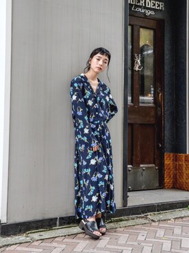 「no brand（ノーブランド）のアイテム（ワンピース）」を使った、仲西さほみさん（レディース・156cm）の夏コーディネート