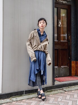 「no brand（ノーブランド）のアイテム（ブルゾン）」を使った、仲西さほみさん（レディース・156cm）の秋コーディネート
