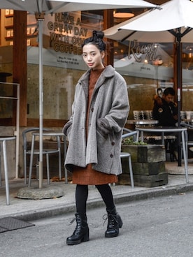 「no brand（ノーブランド）のアイテム（ワンピース）」を使った、仲西さほみさん（レディース・156cm）の秋コーディネート