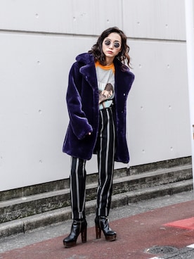 「no brand（ノーブランド）のアイテム（その他アウター）」を使った、仲西さほみさん（レディース・156cm）の冬コーディネート