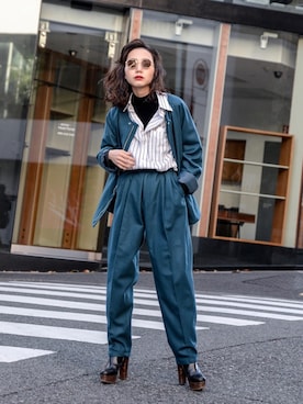 「KOMONO.（コモノ）の入荷禁止「KOMONO コモノ」 サングラス MONROE（サングラス）」を使った、仲西さほみさん（レディース・156cm）の冬コーディネート