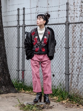 「no brand（ノーブランド）のアイテム（その他アウター）」を使った、仲西さほみさん（レディース・156cm）の冬コーディネート