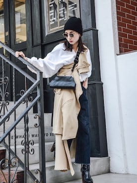 「KOMONO.」｜「アイテム（帽子）」を使った、仲西さほみさん（レディース・156cm）の冬コーディネート