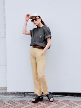 「SASQUATCHfabrix.（サスクワァッチファブリックス）のアイテム」を使った、仲西さほみさん（レディース・156cm）の春コーディネート