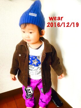 「DILASH（ディラッシュ）のアイテム（ジャケット/アウター）」を使った、ゆかりちゃんさん（キッズ・70cm）の冬コーディネート