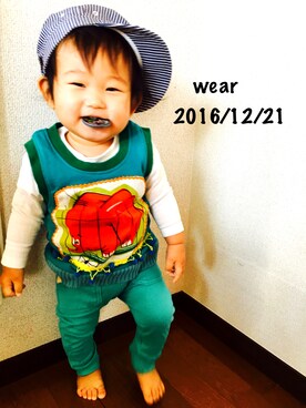 「ベビザラスのアイテム（キャップ、その他）」を使った、ゆかりちゃんさん（キッズ）の冬コーディネート