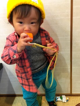 「RADCHAP（ラッドチャップ）のアイテム（ニット/セーター、その他）」を使った、ゆかりちゃんさん（キッズ）の冬コーディネート