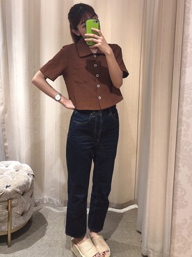 「AMAIL（アマイル）のアイテム（シャツ/ブラウス）」を使った、linaさん（レディース・165cm）の夏コーディネート