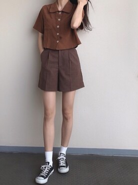 「AMAIL（アマイル）のアイテム（シャツ/ブラウス）」を使った、linaさん（レディース・165cm）の春コーディネート