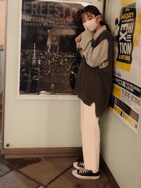 「DHOLIC（ディーホリック）のアイテム（ピアス（両耳用））」を使った、linaさん（レディース・165cm）の秋コーディネート