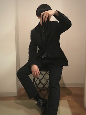 「INHERIT（インヘリット）のアイテム（スラックス）」を使った、tomoさん（メンズ・165cm）の冬コーディネート