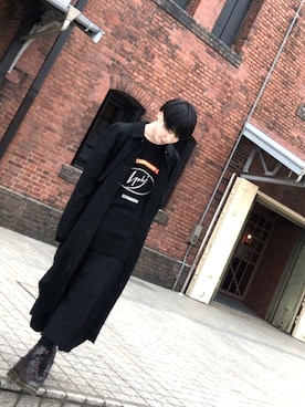 「Yohji Yamamoto（ヨウジヤマモト）のアイテム（ニット/セーター）」を使った、tomoさん（メンズ・165cm）の冬コーディネート