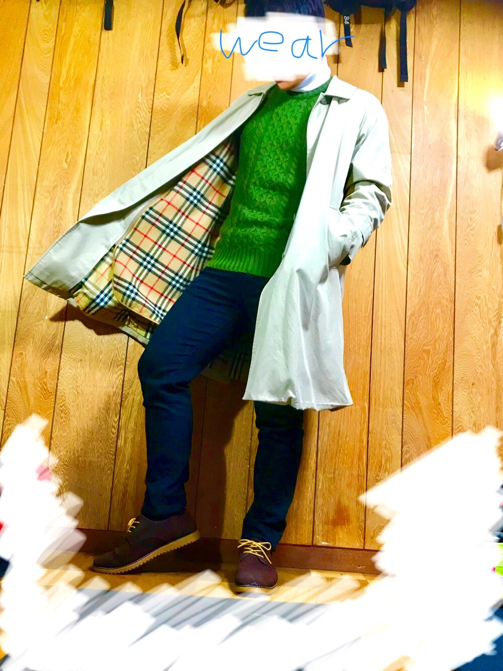 「burberry」｜「BURBERRYのアイテム（チェスターコート、ベージュ系）」を使った、hikachan さん（メンズ・168cm）の冬コーディネートの1枚目の写真
