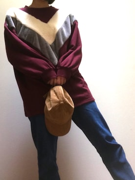 「AS KNOW AS」｜「アイテム（スウェット）」を使った、とっと｡さん（レディース・161cm）の冬コーディネート