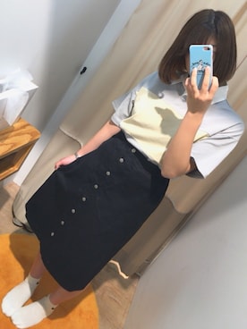 「B.L.U.E（ビーエルユーイー）のアイテム（トップス）」を使った、とっと｡さん（レディース・161cm）の夏コーディネート