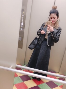 「MOUSSY（マウジー）のアイテム（ライダースジャケット）」を使った、ne2さん（レディース・157cm）の秋コーディネート
