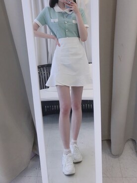 「titty＆Co. PETIT（ティティアンドコープティ）のアイテム（スカート）」を使った、momo☁️さん（レディース・168cm）の春コーディネート