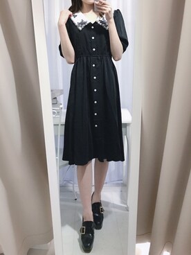 「刺繍」｜「アイテム（ローファー）」を使った、momo☁️さん（レディース・168cm）の春コーディネート