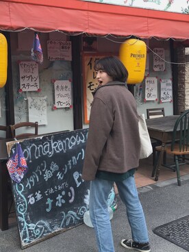 「ゆるゆる」｜「アイテム（その他アウター）」を使った、チナミさん（レディース・157cm）の春コーディネート