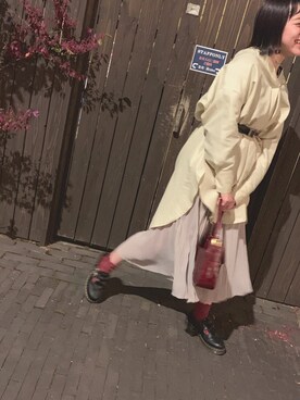 「AS KNOW AS PINKY（アズノゥアズピンキー）のアイテム（シャツワンピース）」を使った、tororoさん（レディース・155cm）の春コーディネート