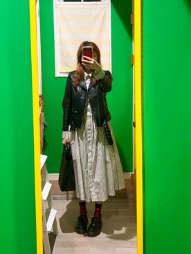 「おとなコーデ」｜「アイテム（ライダースジャケット）」を使った、vivinekko3さん（レディース・158cm）の春コーディネート