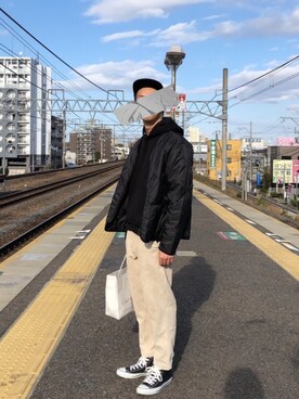 「CONVERSE（コンバース）のconverse コンバース ALL STAR HI オールスター ハイ 3206 BLACK(US)（スニーカー）」を使った、ﾔﾏﾓﾄさん（メンズ・174cm・20代）の冬コーディネート