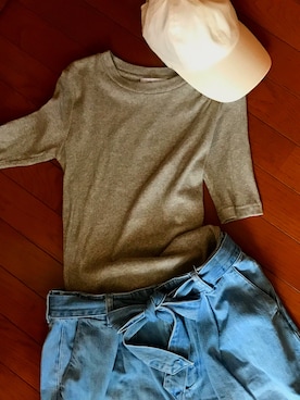 「AZUL（アズール）のアイテム（キャップ）」を使った、☺︎isanさん（レディース・155cm）の夏コーディネート