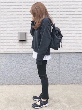 「JEANASIS（ジーナシス）のアイテム（スウェット）」を使った、ycmさん（レディース・160cm）の春コーディネート