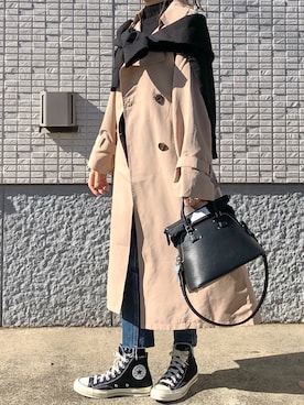 「マルジェラ」｜「アイテム（トレンチコート）」を使った、ycmさん（レディース・160cm）の冬コーディネート