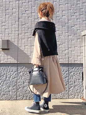 「マルジェラ」｜「アイテム（トレンチコート）」を使った、ycmさん（レディース・160cm）の冬コーディネート