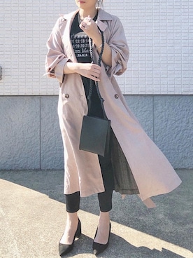「マルジェラ」｜「アイテム（トレンチコート）」を使った、ycmさん（レディース・160cm）の春コーディネート