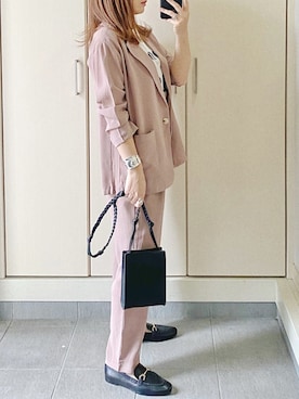 「アイテム（セットアップ、ピンク系）」を使った、ycmさん（レディース・160cm）の春コーディネート