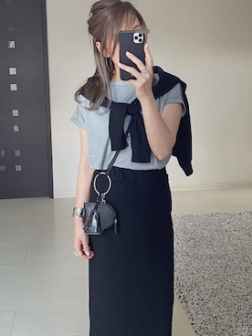 「classicalelf（クラシカルエルフ）のさらり滑らか。綿100％、シンプルフレンチシルケットトップス（Tシャツ/カットソー）」を使った、ycmさん（レディース・160cm）の夏コーディネート