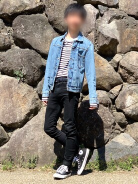 「ZARA（ザラ）のアイテム（デニムジャケット、ブルー系）」を使った、あんじさん（メンズ・171cm）の春コーディネート