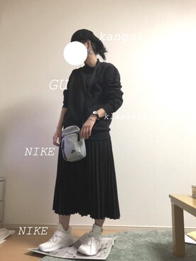 「KANGOL（カンゴール）の【KANGOL】Wool 504 / 【カンゴール】ウール　504（ハンチング/ベレー帽、ブラック系）」を使った、ちんとんてん。さん（レディース）の秋コーディネート