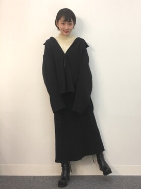 「仕事着」｜「アイテム（ナイロンジャケット）」を使った、ぶんみかさん（レディース・159cm）の冬コーディネート