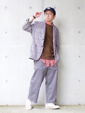 「ゆるコーデ」｜「アイテム（テーラードジャケット、その他）」を使った、talow/タローさん（メンズ・176cm）の夏コーディネート